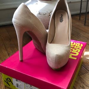Nude Suede Pump Size 8